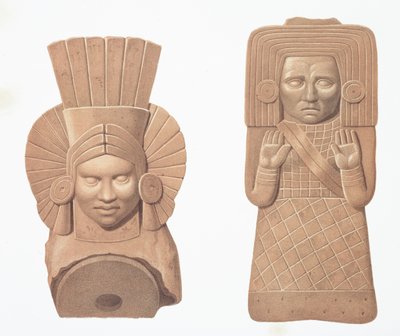 Dos figuras de terracota de mujeres de Palenque, lámina de 